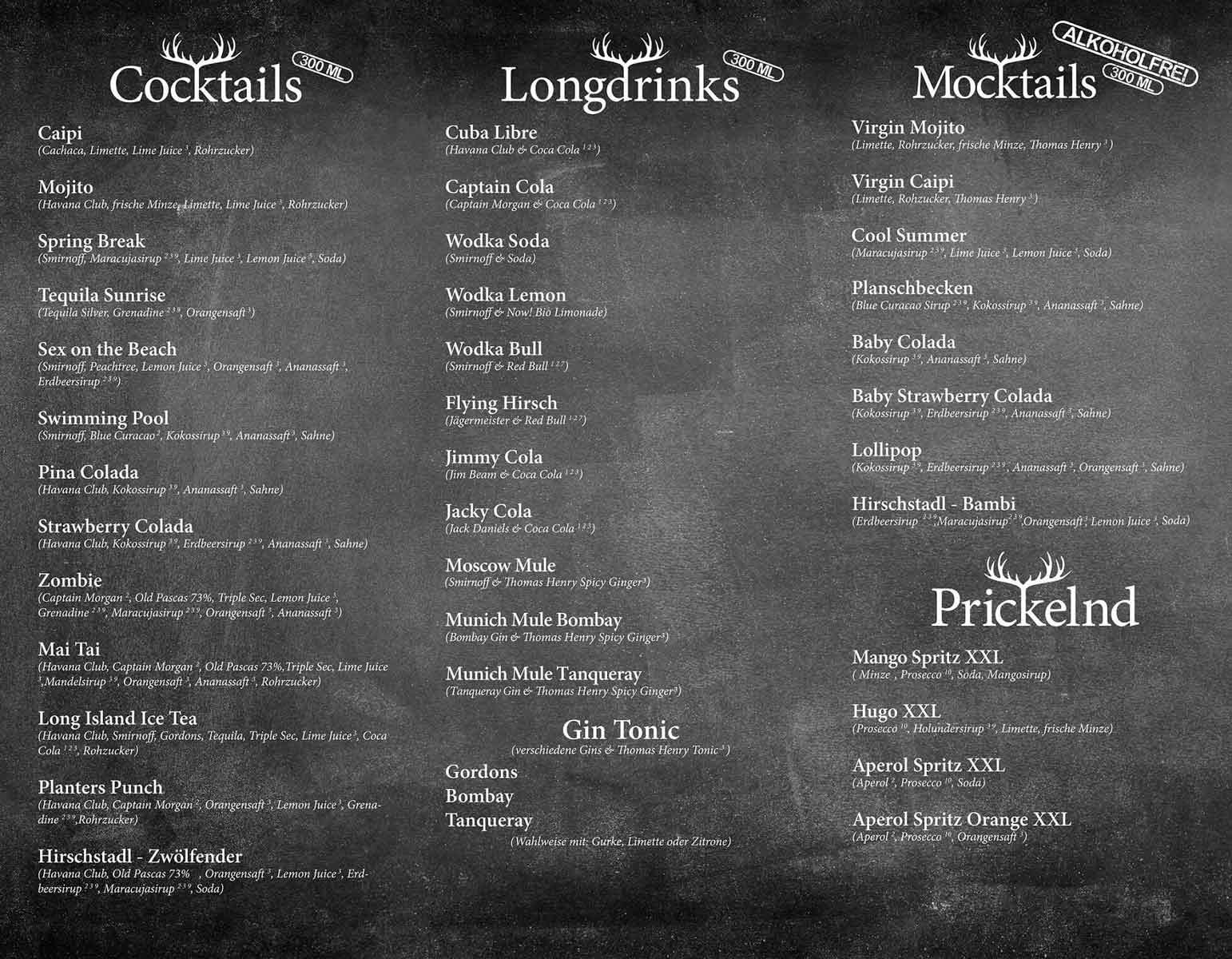 Hirschstadl-mobile-Cocktailbar-Getränkekarte-mit-Cocktails-Longdrinks-und-alkoholfreien-Cocktails